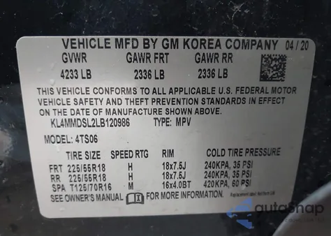 2020 Buick Encore Gx Fwd Select from USA, damaged, VIN KL4MMDSL2LB120986